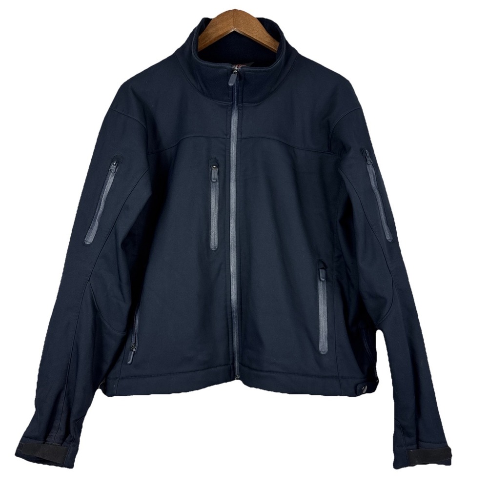 Tru-Spec Tactical Jacket Men Large Navy Blue Soft Shell Full Zip Pockets Utility